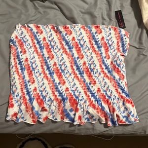red, white, and blue crop top